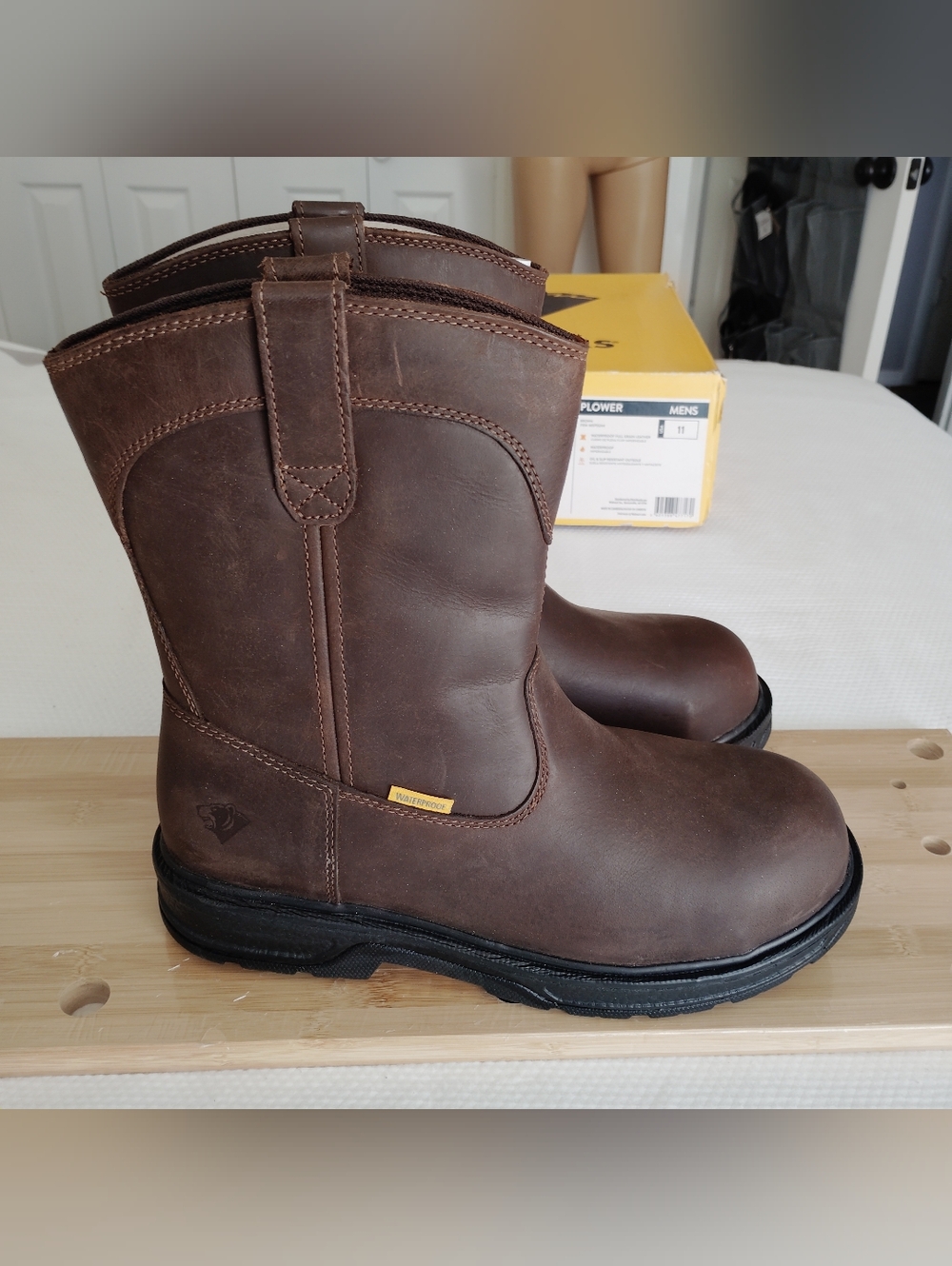 Herman Survivors Men's Sz 11 Plower Waterproof Pull On Work Boots Steel Toe.